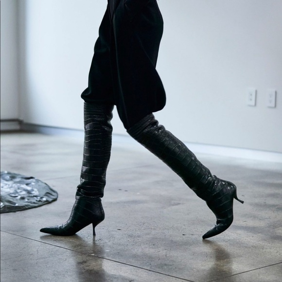 The Row Shoes - The Row Bourgeoise Dark Green Leather Boots